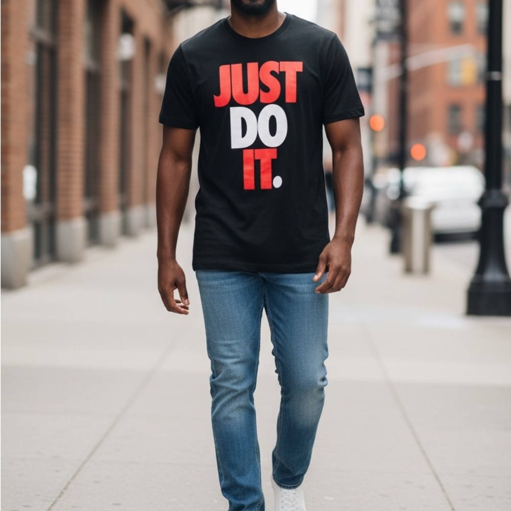 Nike Black and Red 'Just Do It' Short Sleeve Tee - Picture 3 of 4